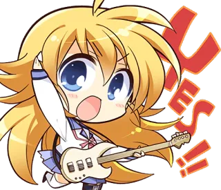 👍 3272449f YES!! Anime, Chibi, Gitar, Musik, Lucu, Rambut Pirang telegram sticker