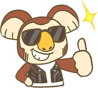 😎 cbb245a6 gấu koala, áo da, kính râm, giơ ngón cái, động vật, hoạt hình, nhãn dán telegram sticker