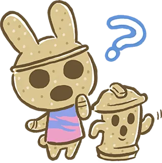 ❓ f079313f animal crossing, thỏ, tượng, dấu chấm hỏi, trò chơi điện tử, dễ thương, hoạt hình telegram sticker
