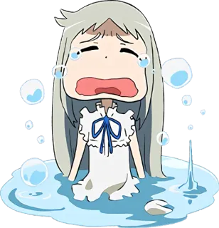 😭 64a7d26e anime, gadis, menangis, sedih, air mata, chibi telegram sticker