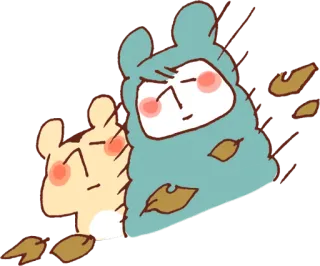 😐 11f15b7c dieren, cartoon, schattig, herfst, bladeren, konijn telegram sticker