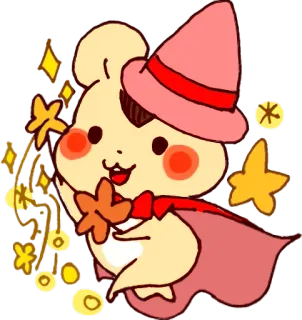 😃 beab8e49 hamster, magie, tovenaar, schattig, dier, cartoon, glitter, sterren telegram sticker