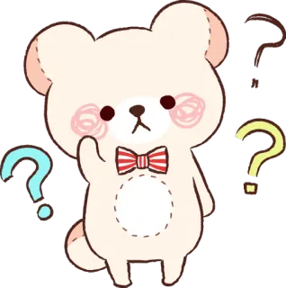 ❓ 14c7a744 urso, ponto de interrogação, fofo, pensando, ilustração, desenho animado, kawaii telegram sticker