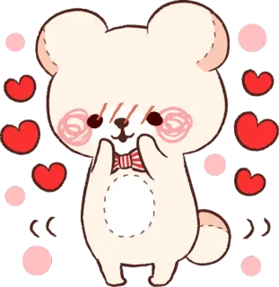 😳 90a9ef8e urso, fofo, corações, desenho animado, animal, kawaii, personagem telegram sticker