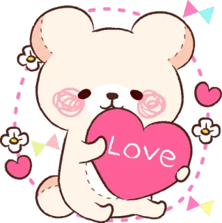 💕 d3ac90e5 Love urso, amor, coração, fofo, desenho animado, kawaii telegram sticker
