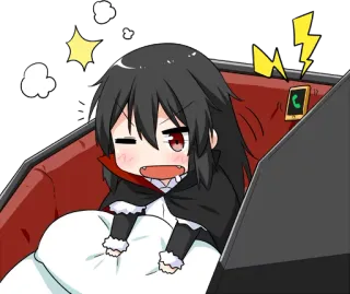 😮 8decb004 Anime, niedlich, kawaii, Vampir, schläfrig, müde, Wecker telegram sticker