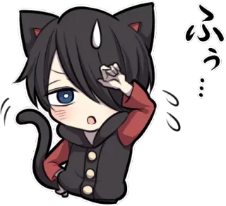 💨 3db0d62f ふう... anime, cat, kawaii, cute, japanese telegram sticker