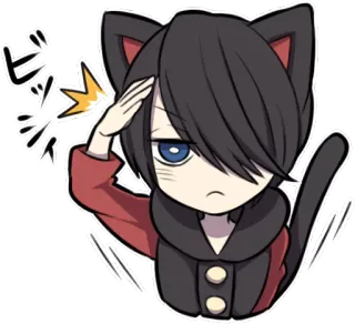 🙁 432a4edb ビシッ cat, anime, manga, cute, salute, japanese telegram sticker
