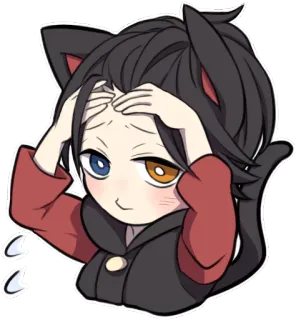 😳 483d2684 anime, cat ears, chibi, cute, worried, confused, cartoon telegram sticker