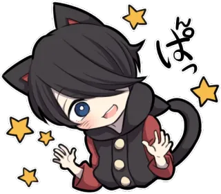 😳 4c395021 ぱっ cat ears, anime, kawaii, stars, cute telegram sticker