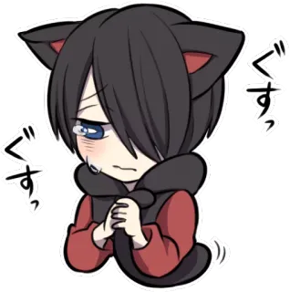 😰 4c5891bc ぐすっ anime, crying, sad, cat ears, kawaii, emotions telegram sticker