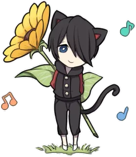 🎵 52cc1843 anime, cat, flower, music, chibi, cute telegram sticker