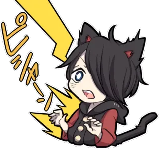😱 58e97355 ピカッ catgirl, anime, manga, kawaii, shocked, surprised telegram sticker
