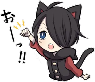 🐒 6efa70a2 おーっ!! anime, cat, cute, manga, kawaii telegram sticker