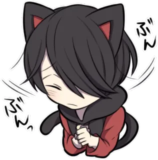 😨 8d78a366 ぶ ぶ anime, cat ears, chibi, kawaii, cute, neko, manga telegram sticker