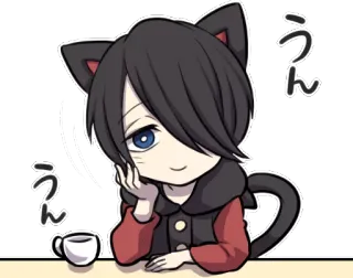☕ c421b60f うん cat, anime, neko, kawaii, cute, chibi telegram sticker
