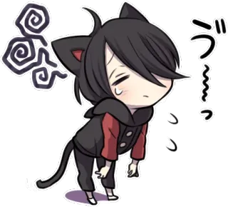😰 e5d4e40f ううっ cat, anime, chibi, cute, sad, manga, sticker telegram sticker
