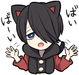 ☺️ e791f3ec ばい anime, cat ears, cute, cartoon, japanese, bye, kawaii telegram sticker