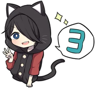 ⚪ 0b3a86df 3 动漫, 猫, 数字3, 可爱, Q版, 卡通 telegram sticker
