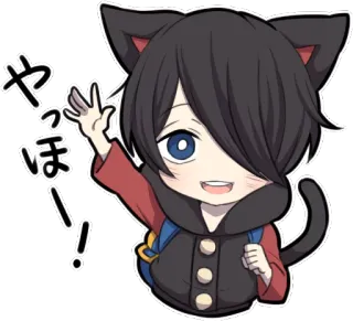 👋 24da654d やっほー！ 动漫, 可爱, 猫耳, 问候, 卡哇伊, 漫画 telegram sticker