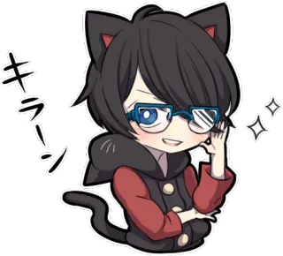😎 3e632385 キラーン 动漫, 猫, 眼镜, 可爱, 漫画, 闪亮 telegram sticker