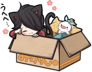 😴 7d237cc9 うっへへ 猫耳朵, 动漫, 可爱, 盒子, 馒头, 樱花 telegram sticker