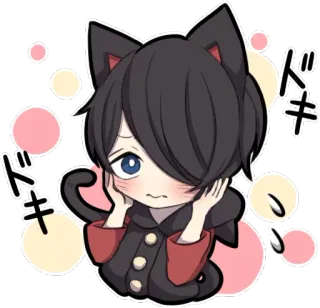 😖 cad13b75 ドキドキ 动漫, 猫, 可爱, 可爱, 脸红, 紧张, 日本 telegram sticker
