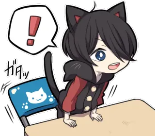 😏 d650998e ガタッ 动漫, 猫, 可爱, 卡哇伊, 猫, 漫画, Q版 telegram sticker