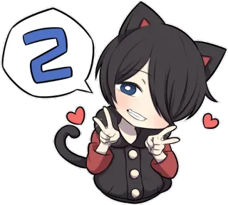 ✌ f45ce0b1 2 动漫, 猫耳朵, 卡哇伊, 可爱, 贴纸 telegram sticker
