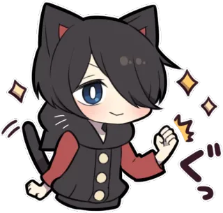 👊 01f817b5 ぐ 动漫, 猫, 卡哇伊, 可爱, 闪亮, 日语 whatsapp sticker