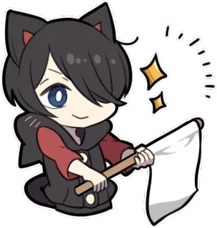 🚩 1ad96385 猫耳朵, 白旗, 投降, 动漫, 漫画, 卡通, 可爱 whatsapp sticker