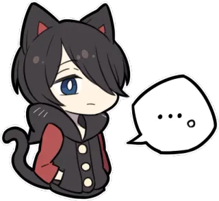 😶 75ac7566 ... 动漫, 猫, Q版, 可爱, 漫画, 思考 whatsapp sticker