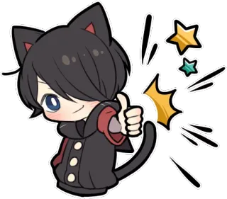 😉 9c8ea156 动漫, 猫耳少年, 可爱, 点赞, Q版, 星星 whatsapp sticker