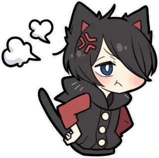 😶 c1149710 生气, 猫耳少年, 动漫, 恼火, 可爱, 表情 whatsapp sticker