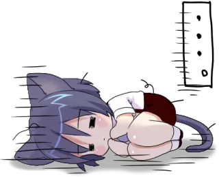 😐 ef74f02e Katzenmädchen, Anime, Schlafend, Cartoon telegram sticker
