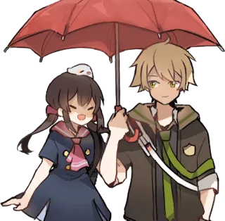 ☂️ 1224166a anime, couple, umbrella, cute, rain, cartoon whatsapp sticker