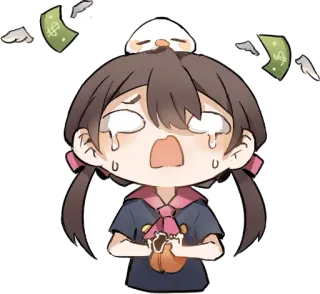 💸 25d546c2 sad, crying, money, chibi, tears, anime, girl whatsapp sticker