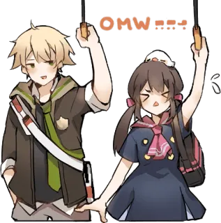 🚌 50e9a314 OMW !!?= anime, cartoon, youth, cute, school whatsapp sticker