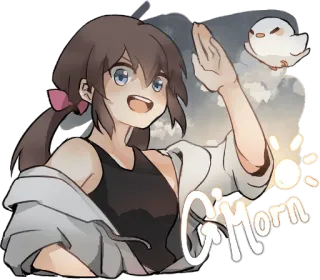 ☀️ 70e786c2 G'Morn anime, morning, girl, greeting, cute whatsapp sticker