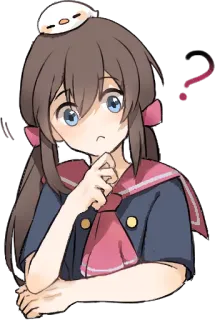 ❓ 794f4966 anime girl, cute, question mark, confused, thinking, chibi whatsapp sticker