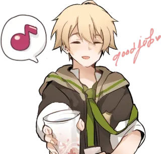 👍 fee117a8 good job! anime, music, drink, good job whatsapp sticker