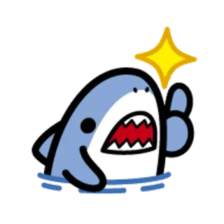 🐯 70aa0a67 squalo, animale, carino, cartone animato, pollice in su telegram sticker
