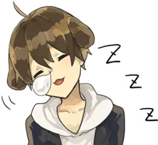 😪 1456944f assonnato, anime, orecchie da cane, dormire, cartone animato telegram sticker