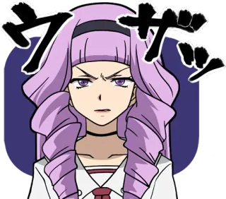 👿 515f6a8b ウザ anime, chica, pelo morado, enojada, expresión telegram sticker