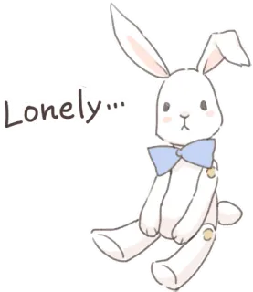 🐰 0c8e21ce Lonely... กระต่าย, กระต่าย, เหงา, เศร้า, น่ารัก, ของเล่น, ตุ๊กตา telegram sticker