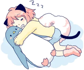 😴 591ef92c zzz ง่วง, สาวแมว, เพนกวิน, อนิเมะ, การ์ตูน, น่ารัก, งีบ telegram sticker