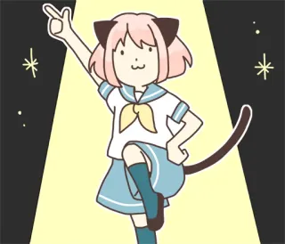 💃 c021b255 อนิเมะ, สาวหูแมว, น่ารัก, เต้นรำ, การ์ตูน, ผู้หญิง, แฟนอาร์ต telegram sticker