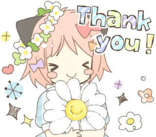☺️ b357a283 Thank You! ขอบคุณ, น่ารัก, ดอกไม้, คาวาอิ, น่าเอ็นดู, ทักทาย telegram sticker