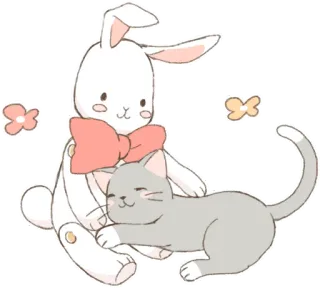 🐰 cf723760 กระต่าย, แมว, น่ารัก, สัตว์, มิตรภาพ, คาวาอิ telegram sticker