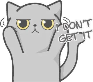 🙌 cdc4219b I DON'T GET IT 猫, 中指, 侮辱的なジェスチャー, 漫画, ステッカー, ユーモア telegram sticker